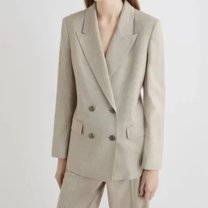 Blazer doppiopetto in saglia di misto lana Marella