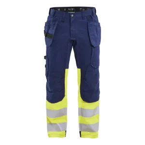 BLAKLADER 15581811 | Hi Vis trousers with stretch Hi Vis Reflective Work Trousers Men - stretch fabric